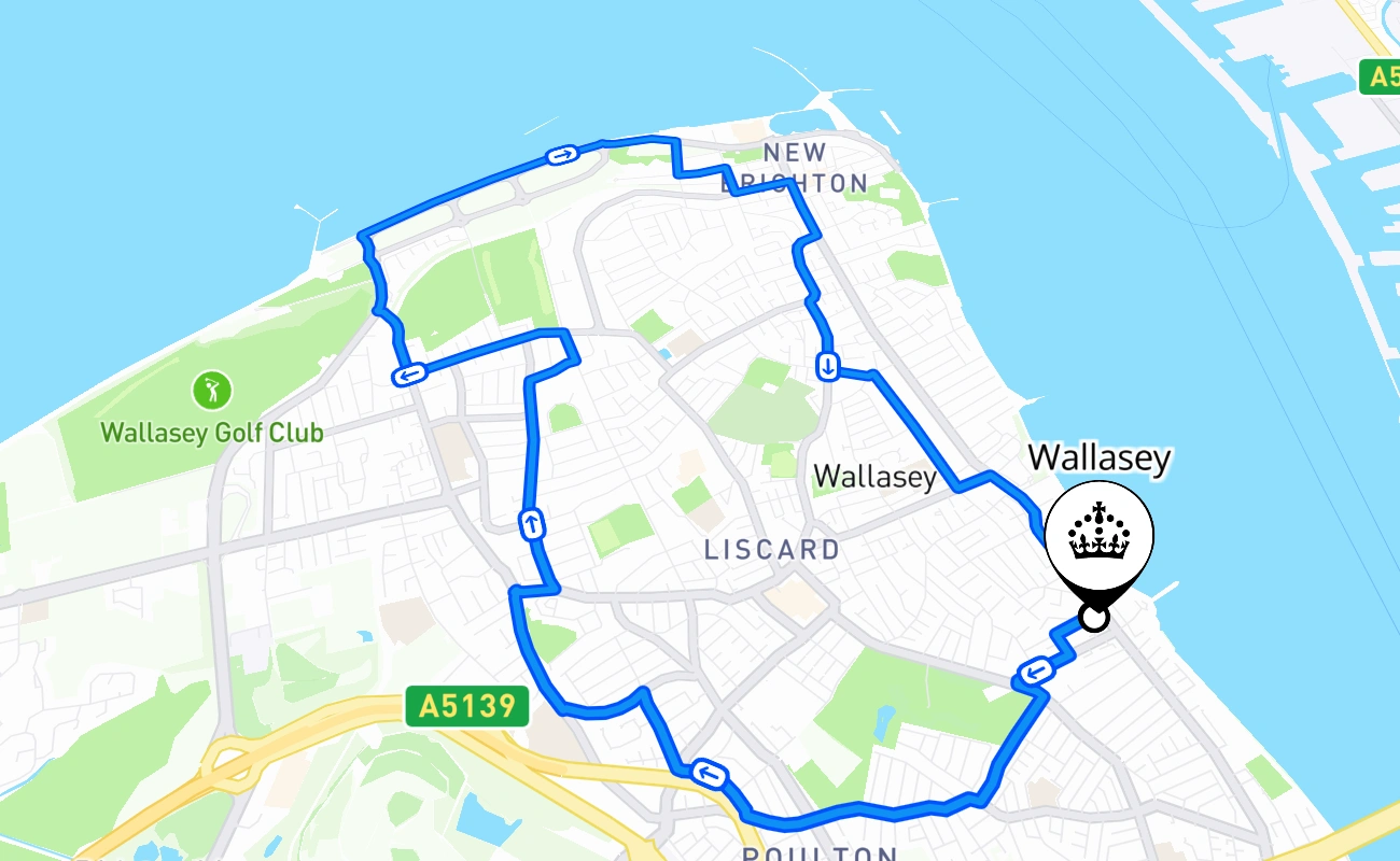 Wallasey 驾考路线 #2195 地图 - ENG 英国