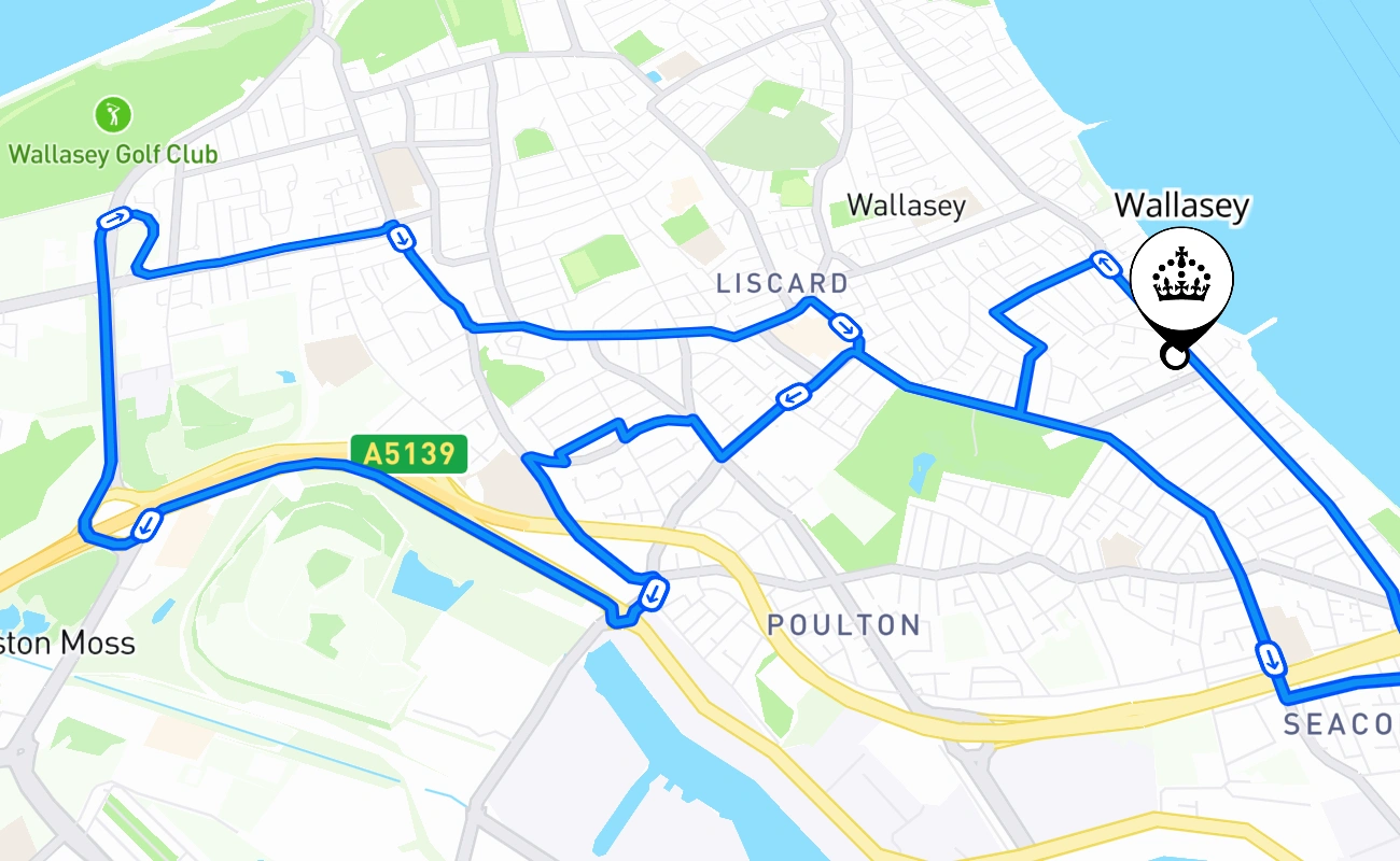 Wallasey 驾考路线 #2196 地图 - ENG 英国
