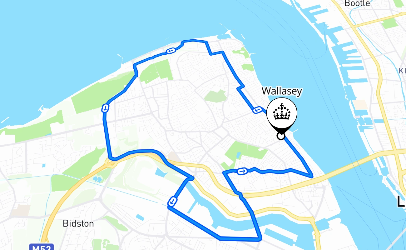 Wallasey 驾考路线 #2197 地图 - ENG 英国