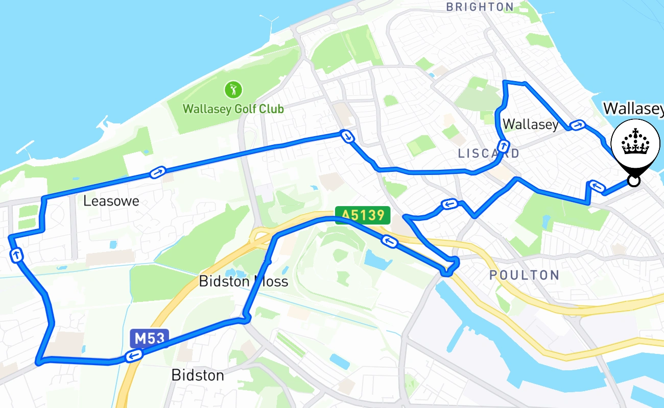 Wallasey 驾考路线 #2198 地图 - ENG 英国