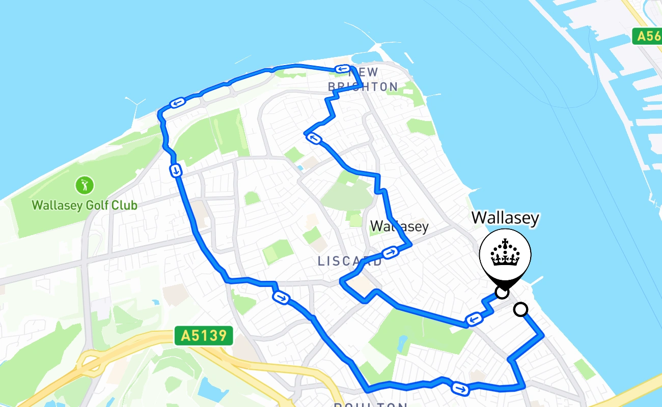 Wallasey 驾考路线 #2201 地图 - ENG 英国
