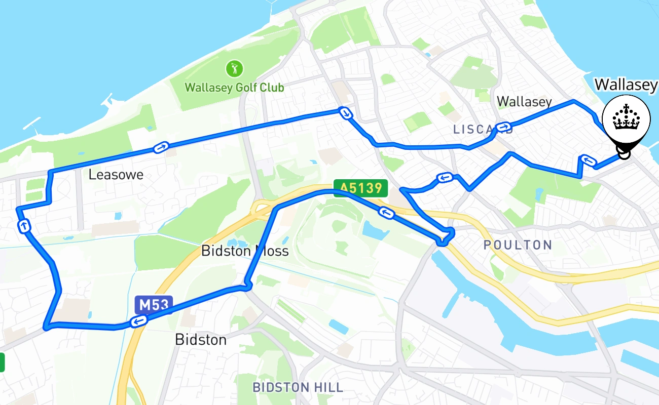 Wallasey 驾考路线 #2202 地图 - ENG 英国
