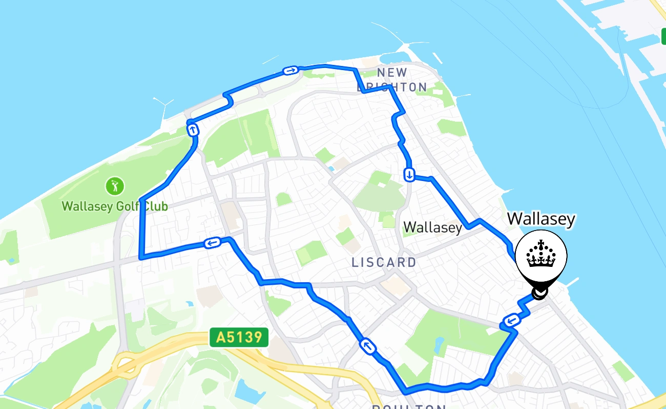 Wallasey 驾考路线 #2203 地图 - ENG 英国