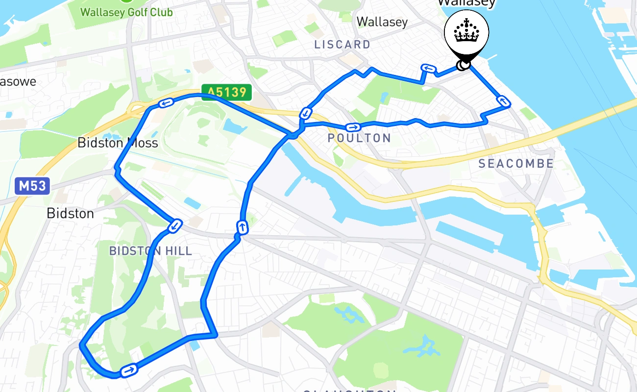 Wallasey 驾考路线 #2204 地图 - ENG 英国