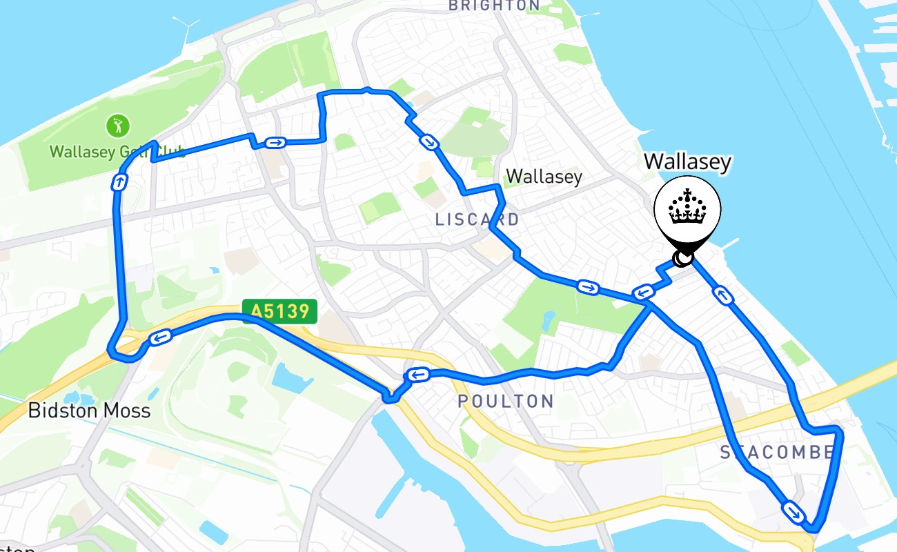 Wallasey 驾考路线 #2206 地图 - ENG 英国