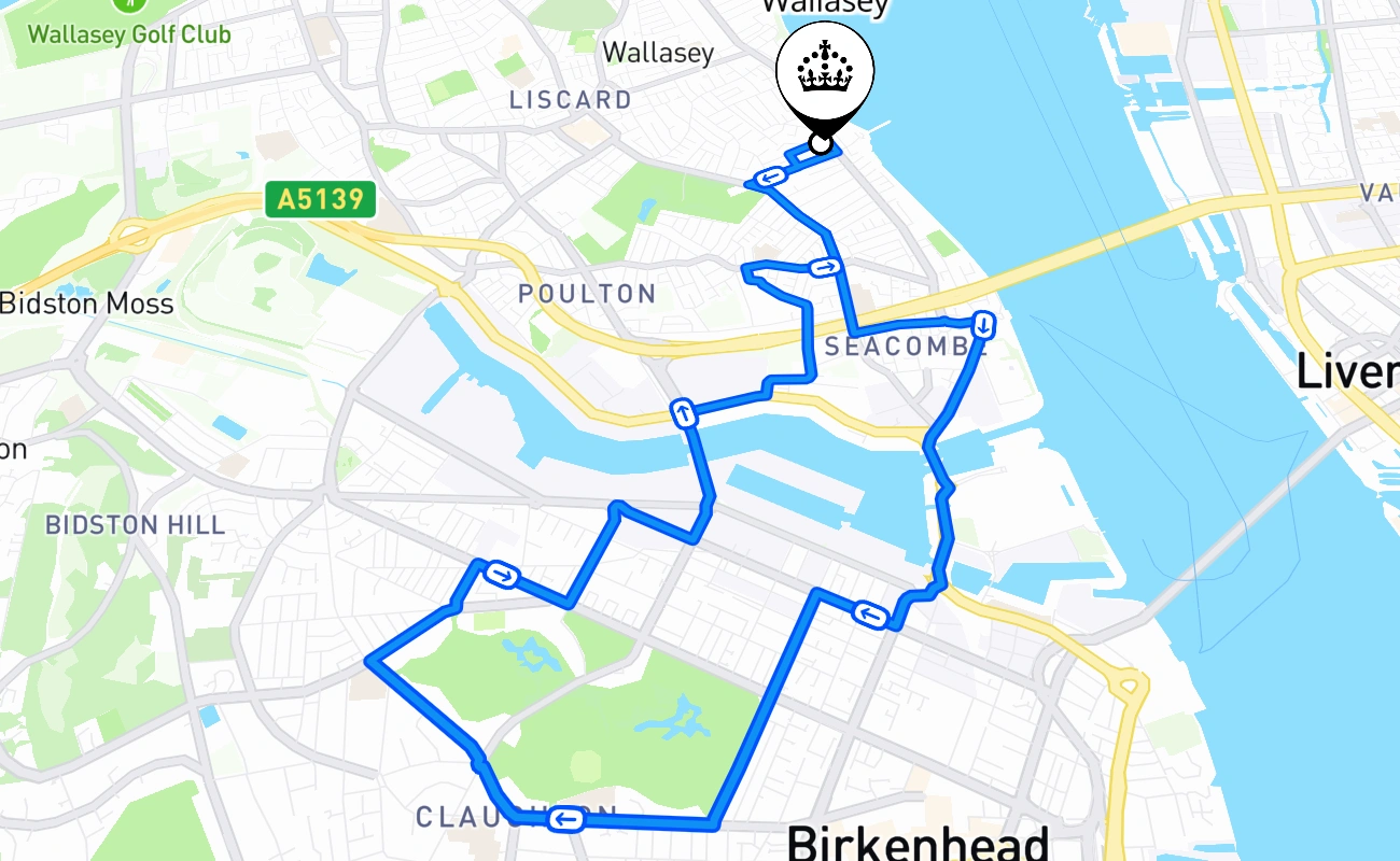 Wallasey 驾考路线 #2209 地图 - ENG 英国