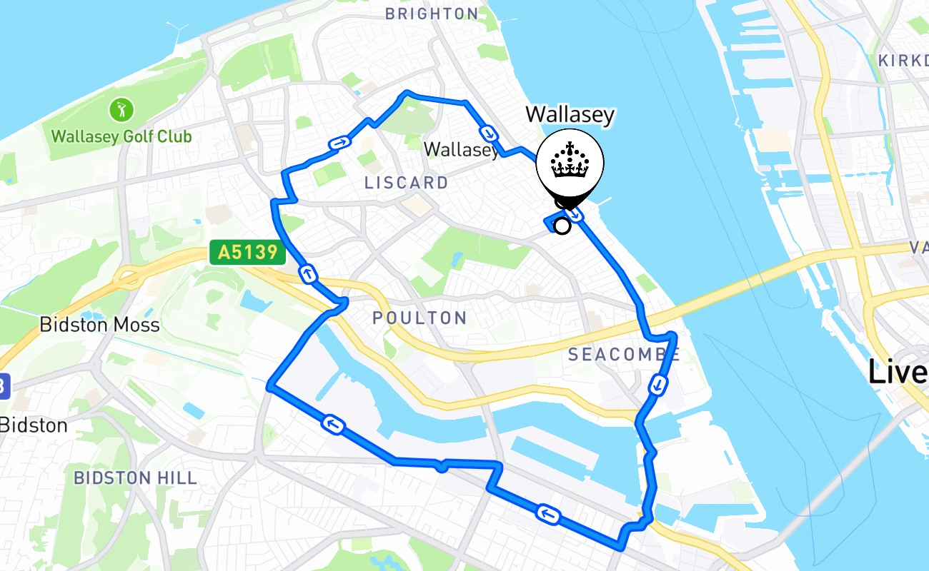 Wallasey 驾考路线 #2210 地图 - ENG 英国