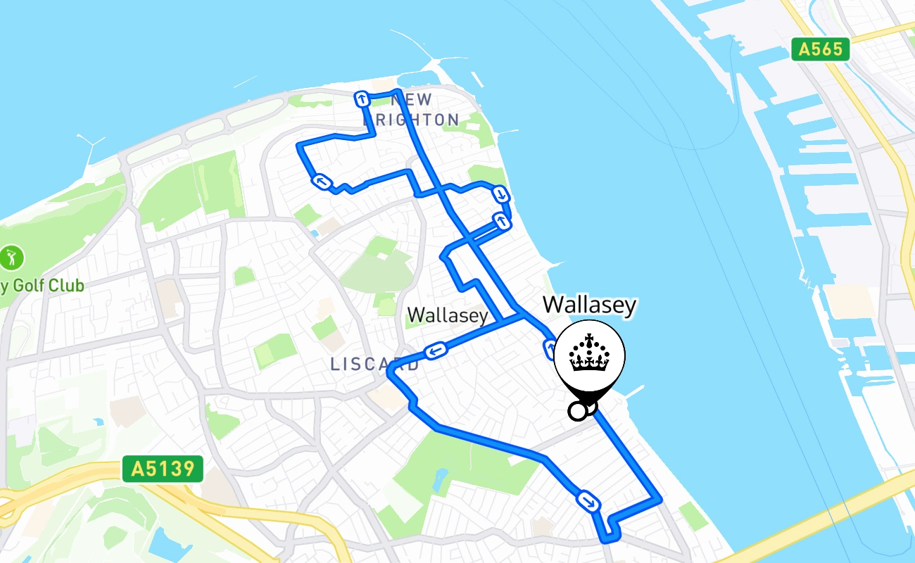 Wallasey 驾考路线 #2205 地图 - ENG 英国