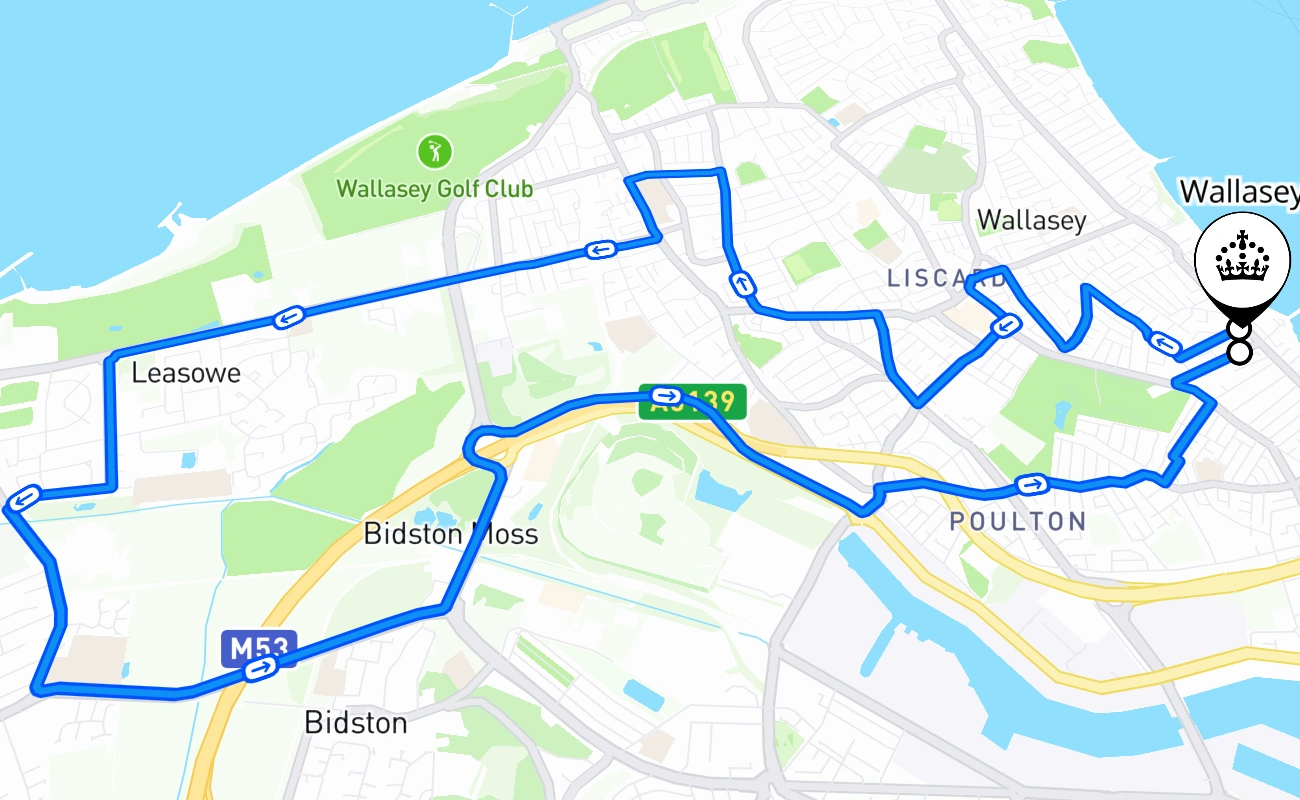Wallasey 驾考路线 #2199 地图 - ENG 英国