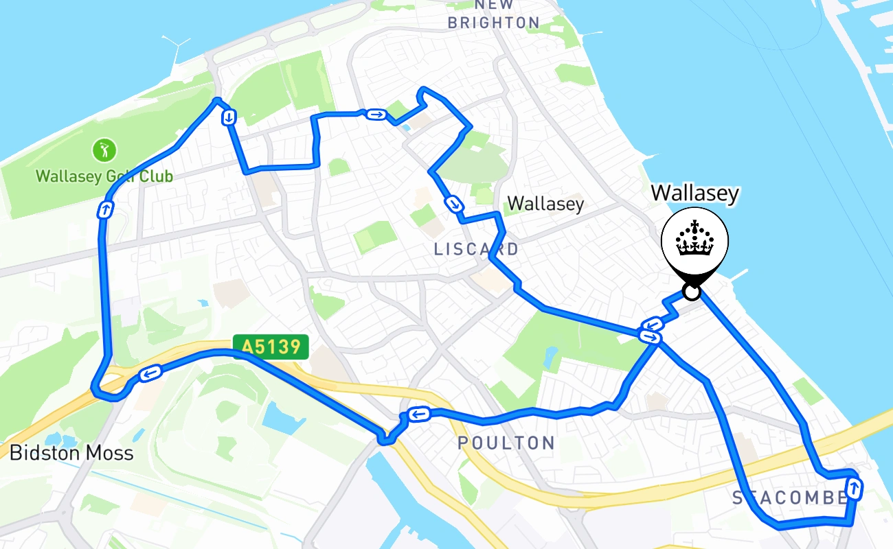 Wallasey 驾考路线 #2194 地图 - ENG 英国