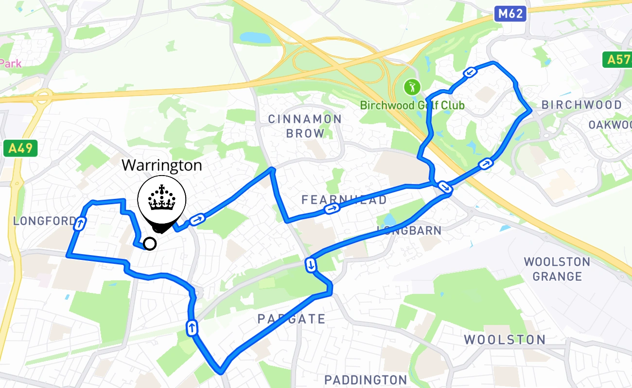 Warrington 驾考路线 #777 地图 - ENG 英国