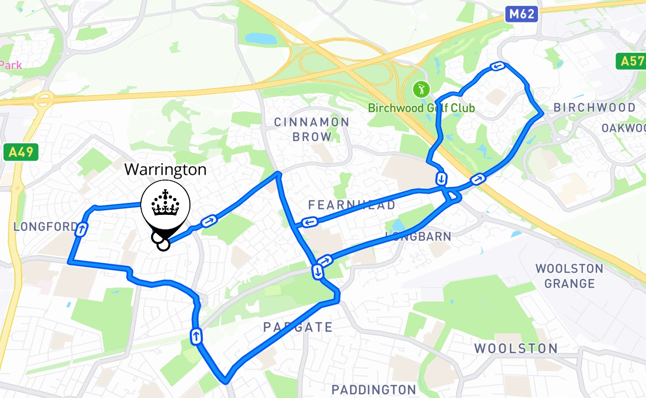 Warrington 驾考路线 #778 地图 - ENG 英国