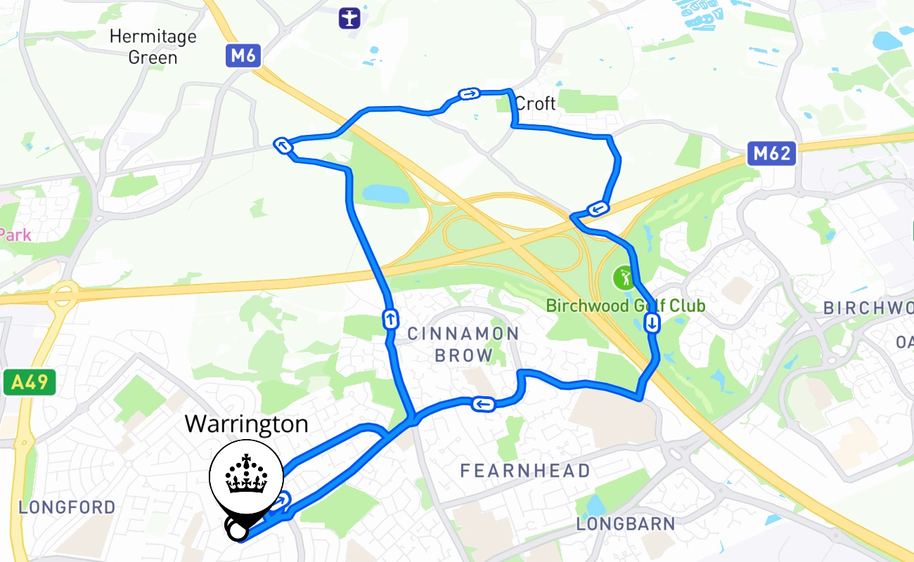 Warrington 驾考路线 #781 地图 - ENG 英国
