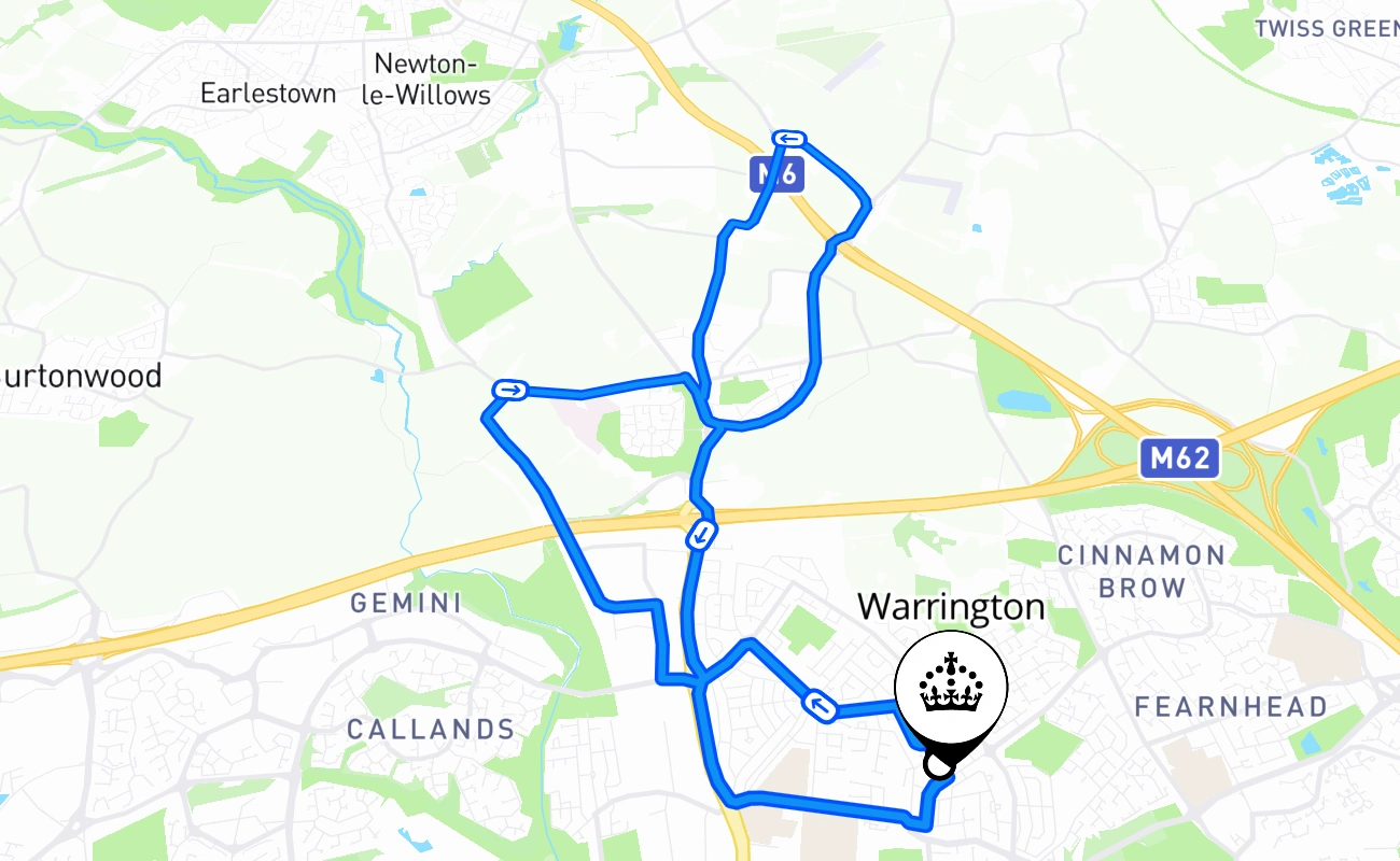 Warrington 驾考路线 #782 地图 - ENG 英国