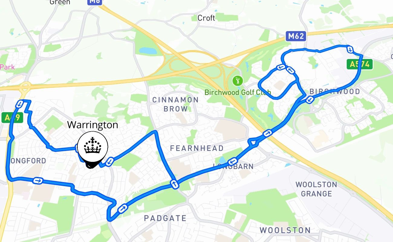Warrington 驾考路线 #783 地图 - ENG 英国