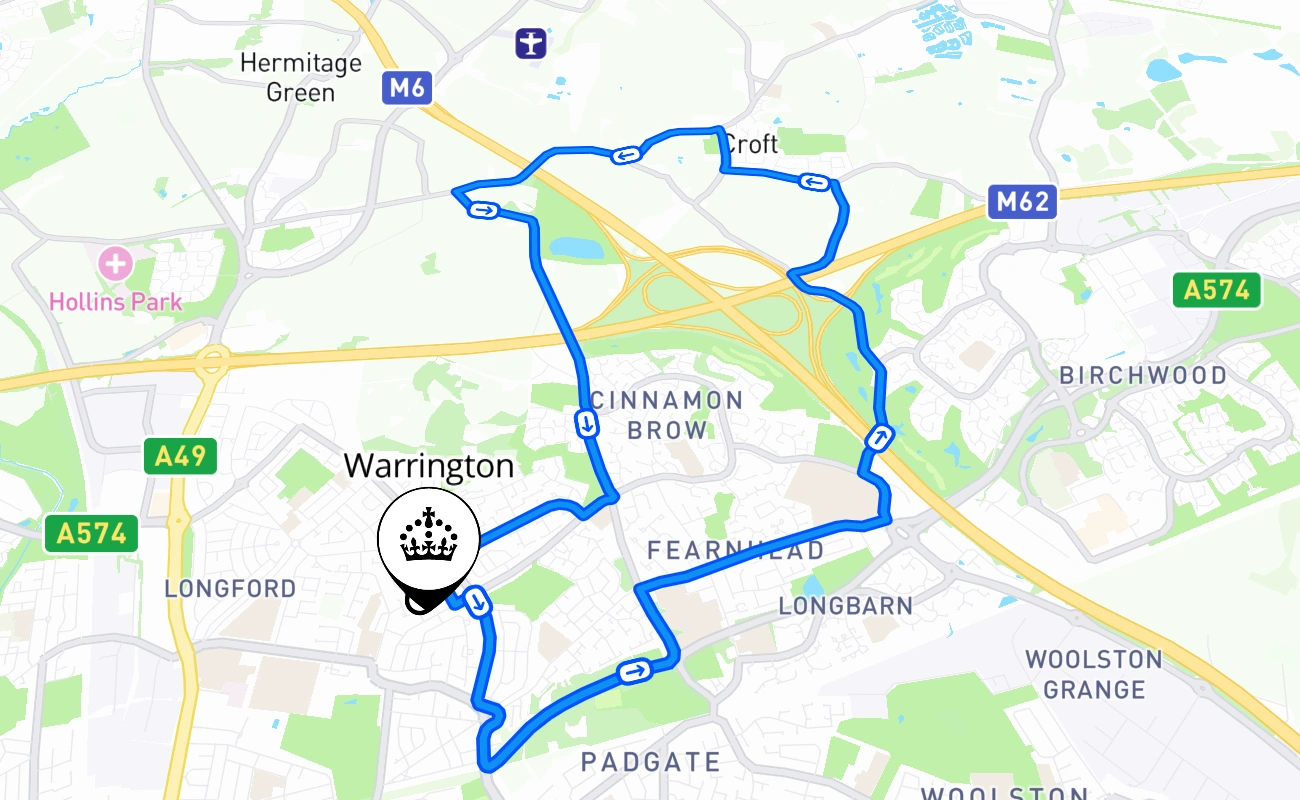 Warrington 驾考路线 #784 地图 - ENG 英国