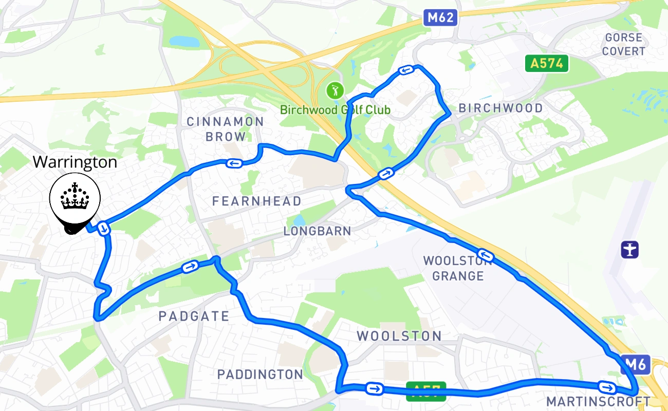 Warrington 驾考路线 #785 地图 - ENG 英国