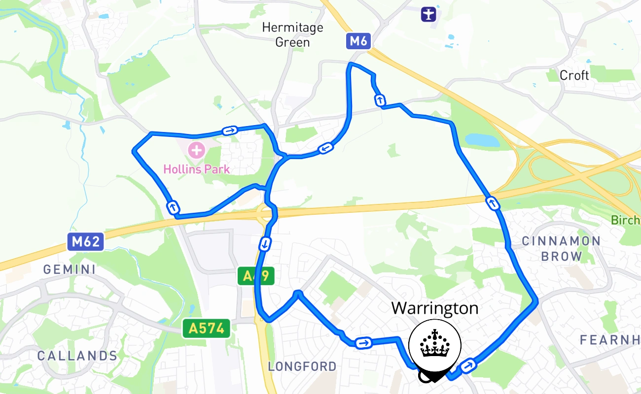 Warrington 驾考路线 #788 地图 - ENG 英国