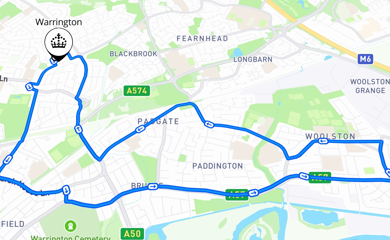Warrington 驾考路线 #789 地图 - ENG 英国
