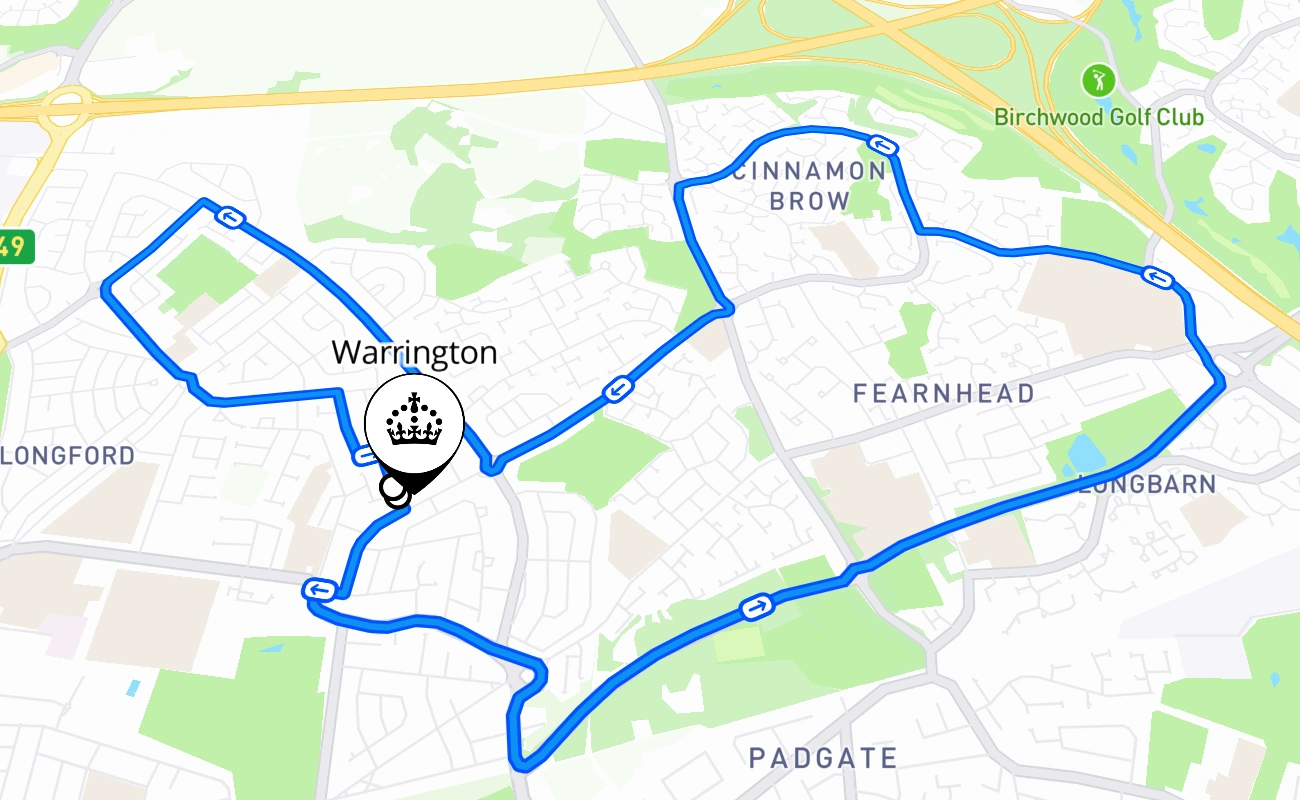 Warrington 驾考路线 #790 地图 - ENG 英国