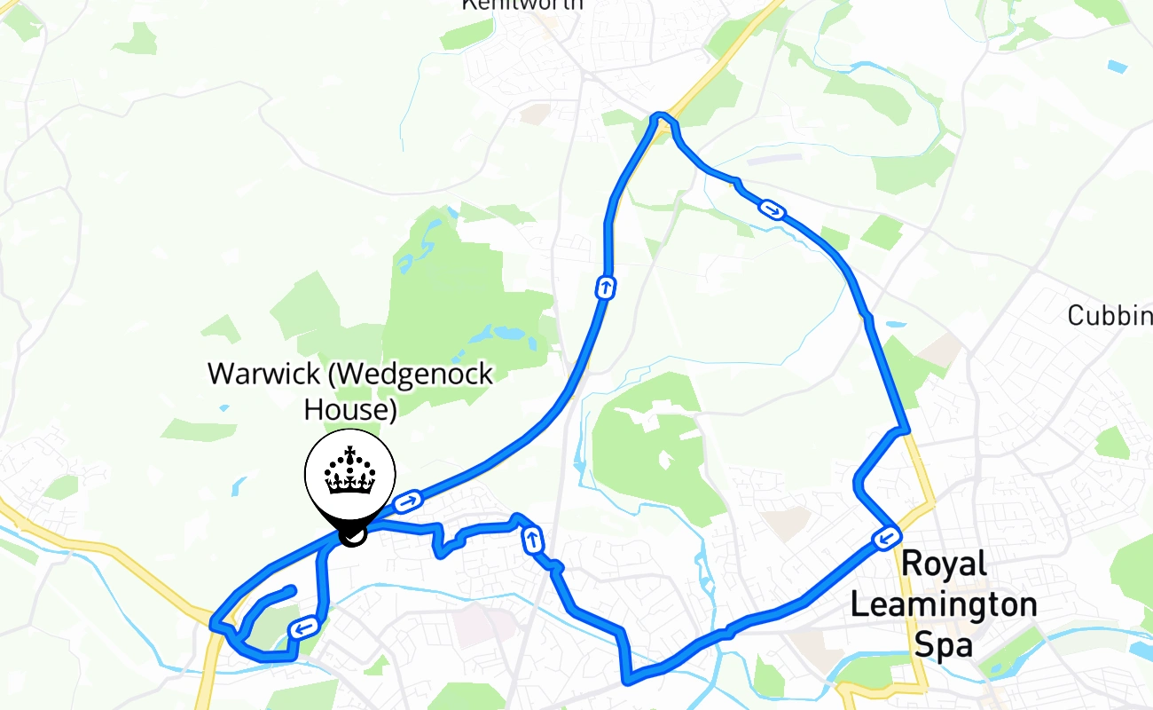 Warwick (Wedgenock House) 驾考路线 #1442 地图 - ENG 英国