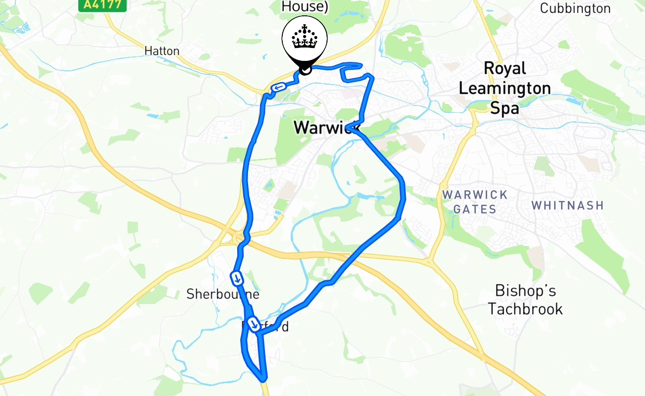 Warwick (Wedgenock House) 驾考路线 #1453 地图 - ENG 英国