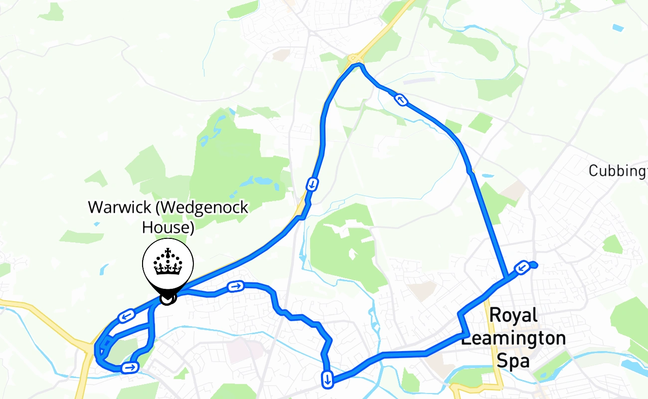 Warwick (Wedgenock House) 驾考路线 #1454 地图 - ENG 英国