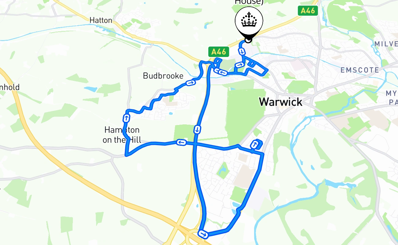 Warwick (Wedgenock House) 驾考路线 #1455 地图 - ENG 英国