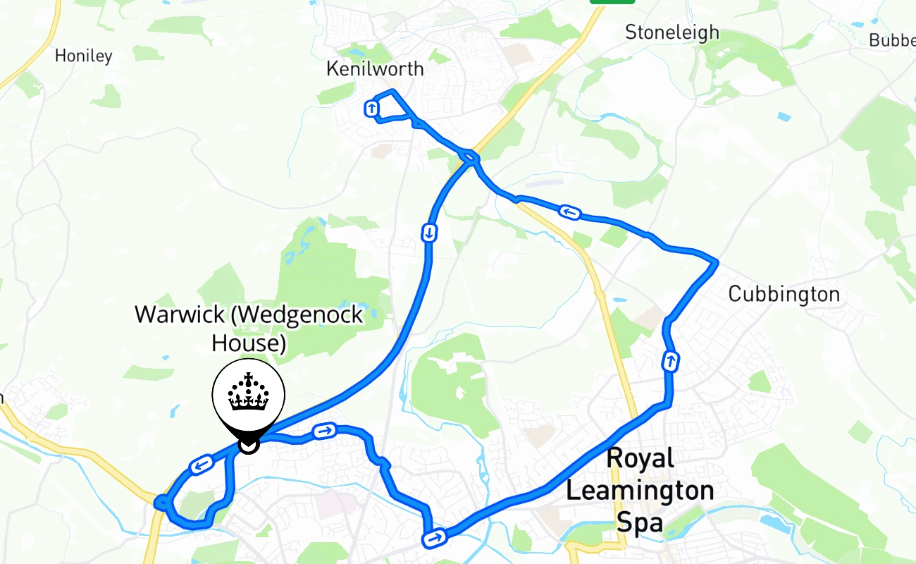 Warwick (Wedgenock House) 驾考路线 #1456 地图 - ENG 英国