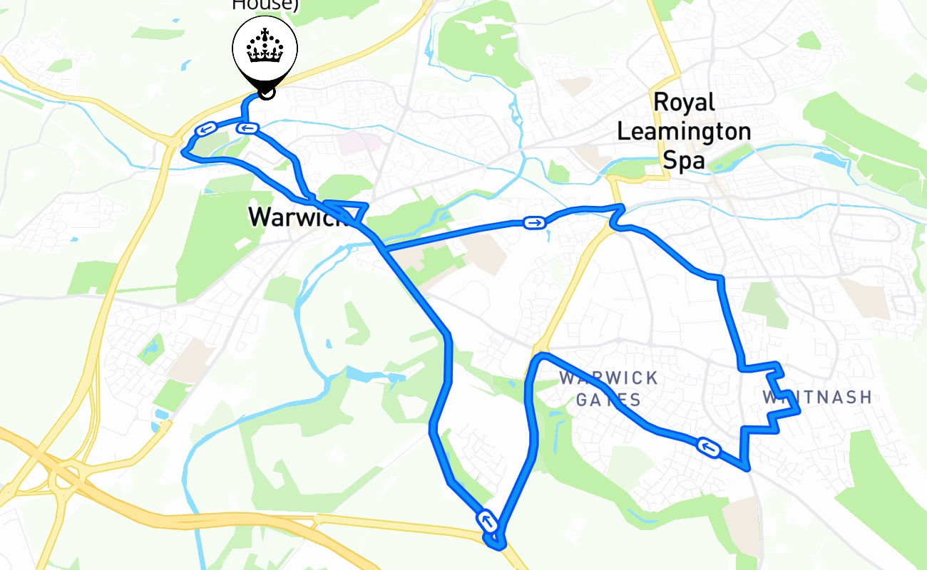 Warwick (Wedgenock House) 驾考路线 #1458 地图 - ENG 英国