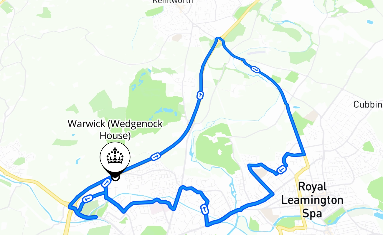 Warwick (Wedgenock House) 驾考路线 #1459 地图 - ENG 英国