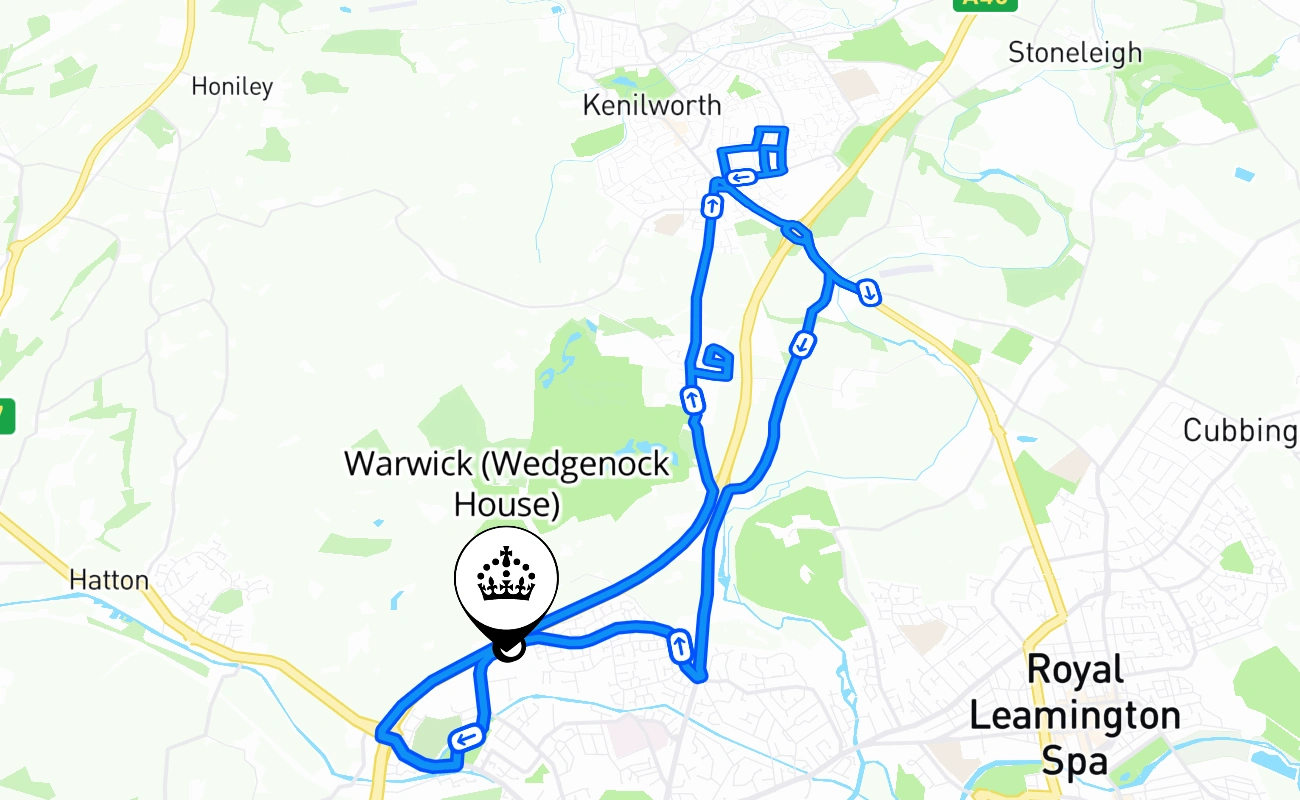 Warwick (Wedgenock House) 驾考路线 #1460 地图 - ENG 英国