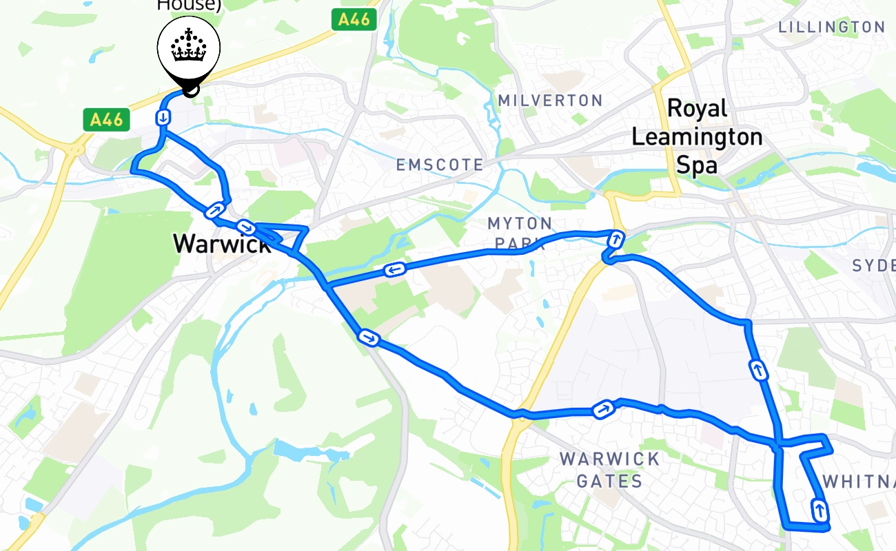 Warwick (Wedgenock House) 驾考路线 #1465 地图 - ENG 英国