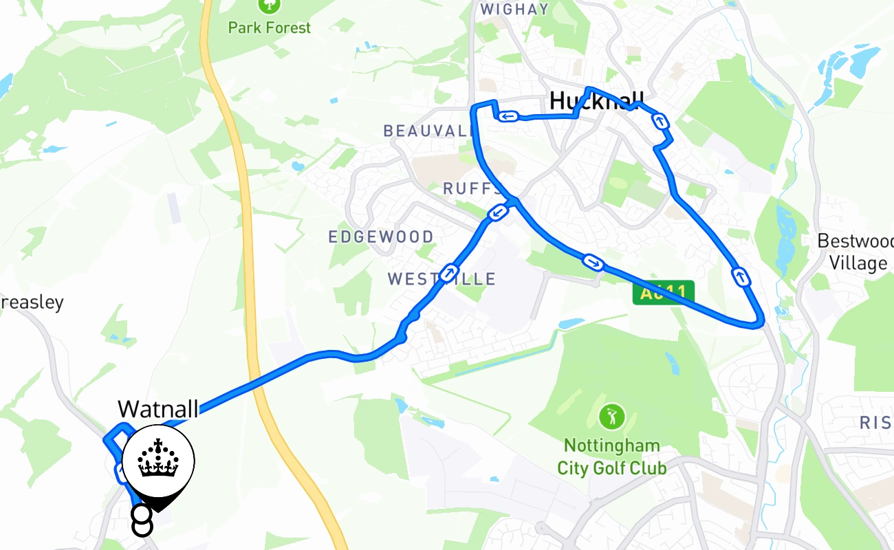 Watnall 驾考路线 #2631 地图 - ENG 英国