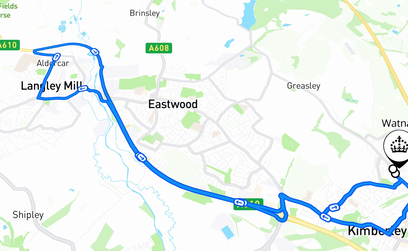 Watnall 驾考路线 #2632 地图 - ENG 英国