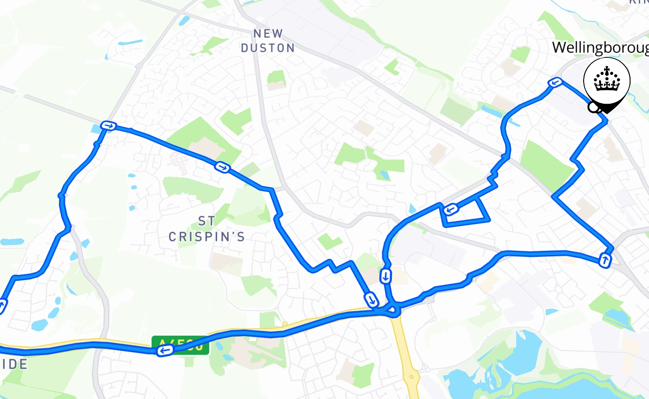 Wellingborough 驾考路线 #1679 地图 - ENG 英国