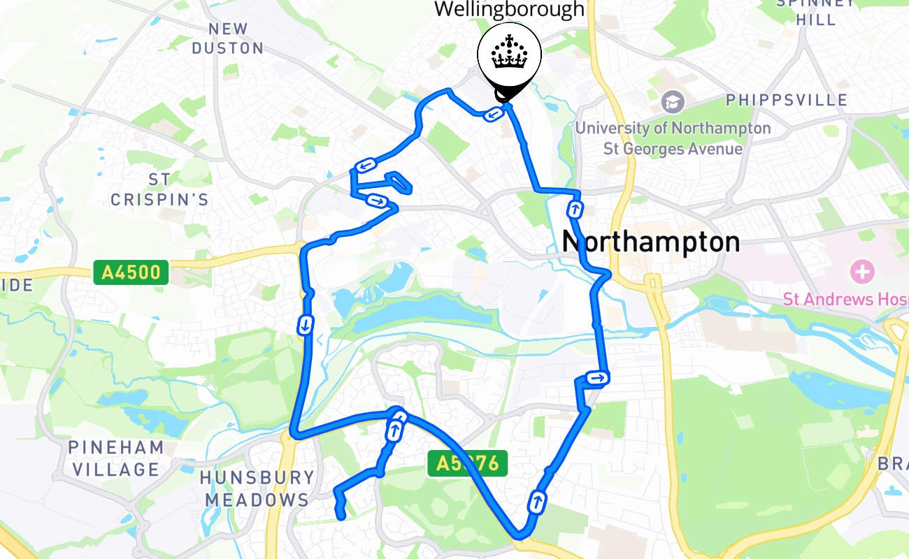 Wellingborough 驾考路线 #1680 地图 - ENG 英国
