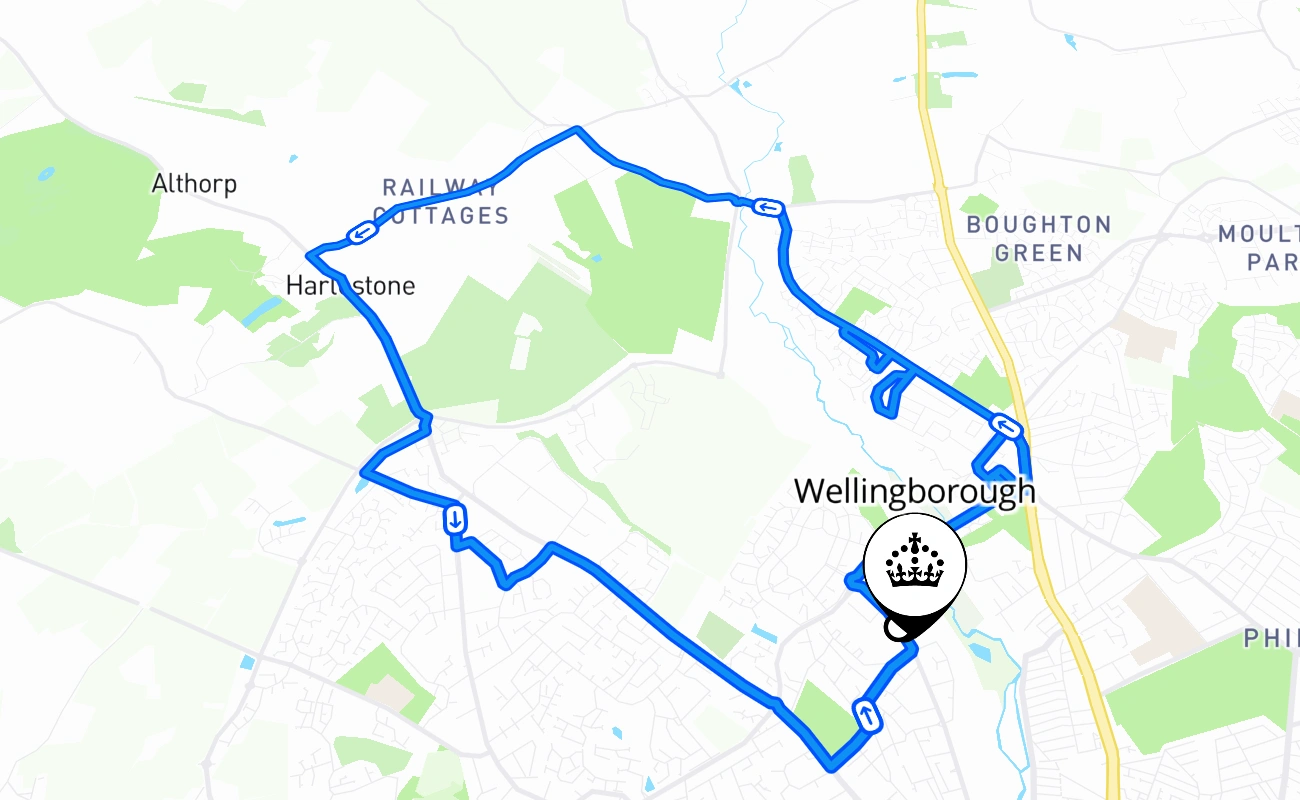 Wellingborough 驾考路线 #1682 地图 - ENG 英国
