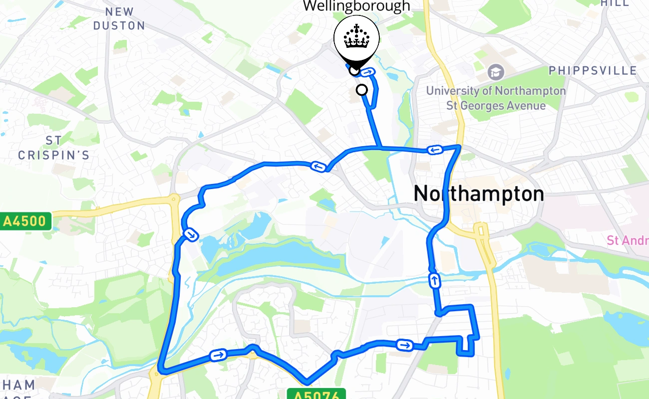 Wellingborough 驾考路线 #1684 地图 - ENG 英国