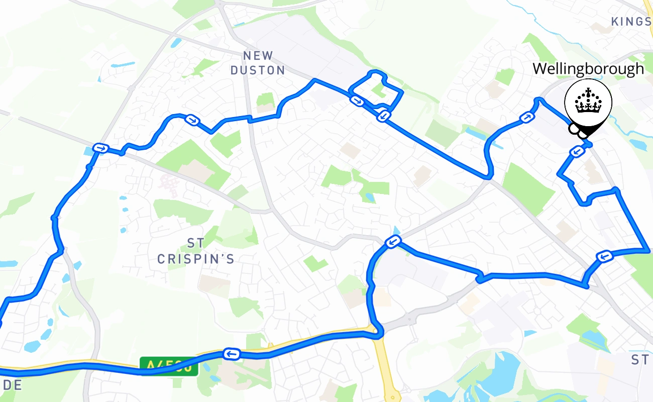 Wellingborough 驾考路线 #1687 地图 - ENG 英国