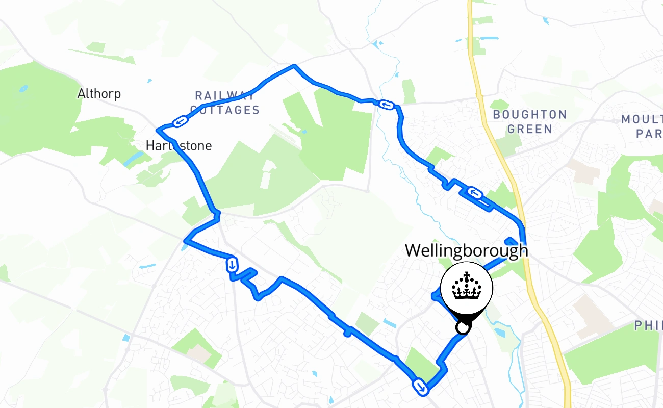 Wellingborough 驾考路线 #1688 地图 - ENG 英国