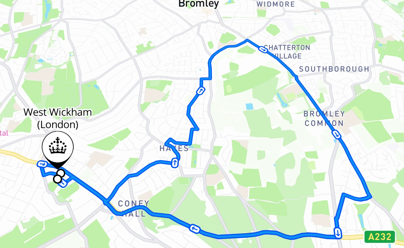 West Wickham (London) 驾考路线 #452 地图 - ENG 英国