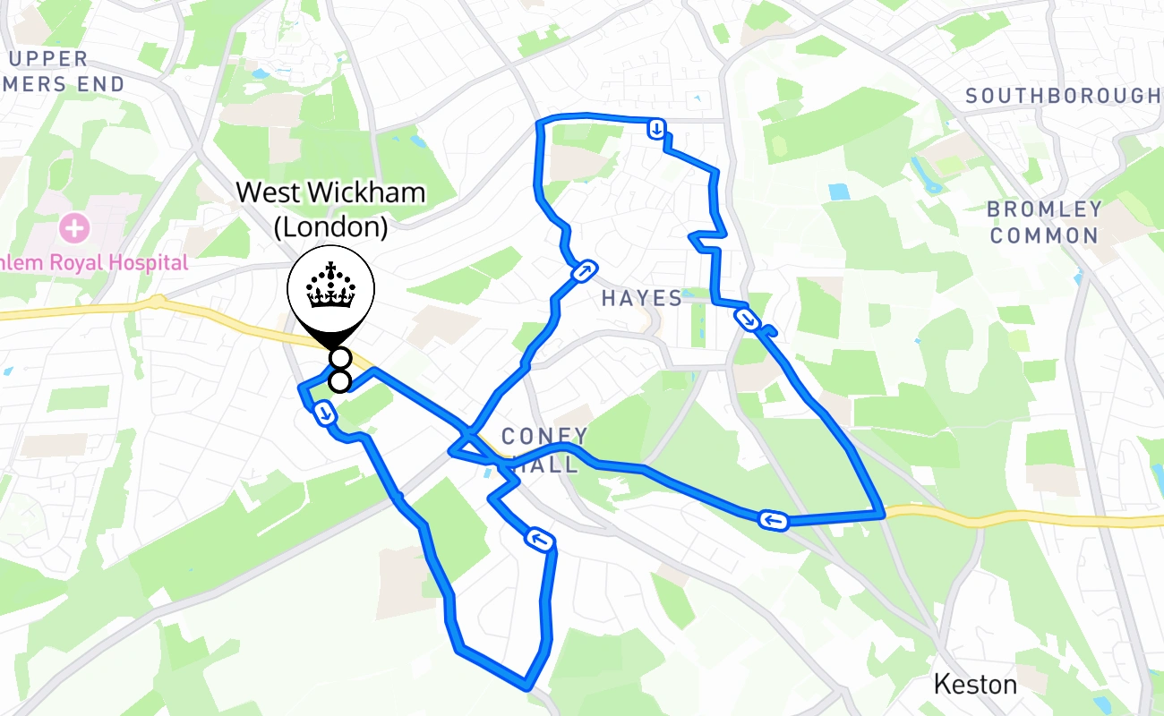 West Wickham (London) 驾考路线 #456 地图 - ENG 英国