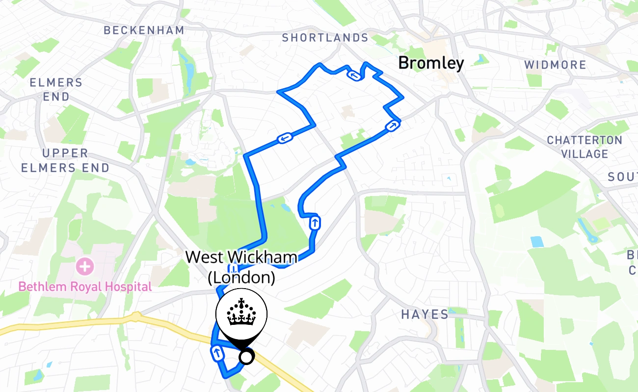 West Wickham (London) 驾考路线 #457 地图 - ENG 英国
