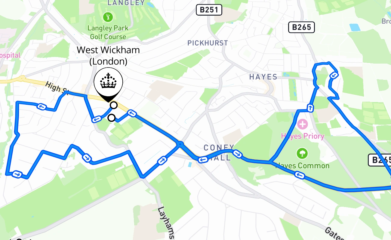 West Wickham (London) 驾考路线 #460 地图 - ENG 英国