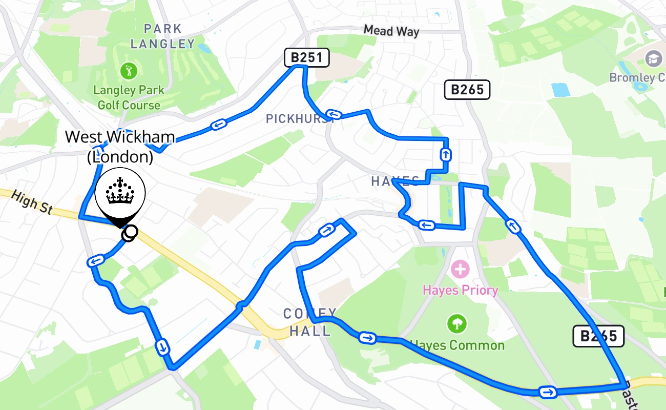 West Wickham (London) 驾考路线 #461 地图 - ENG 英国