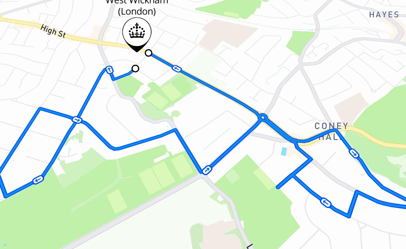 West Wickham (London) 驾考路线 #462 地图 - ENG 英国