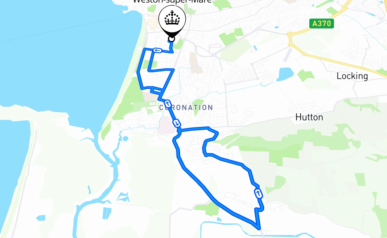 Weston-super-Mare driving test route #1409 map - ENG United Kingdom