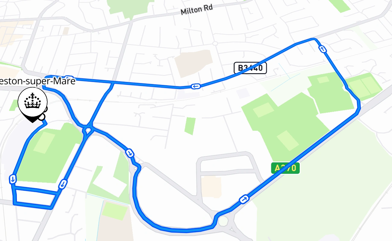 Weston-super-Mare driving test route #2656 map - ENG United Kingdom