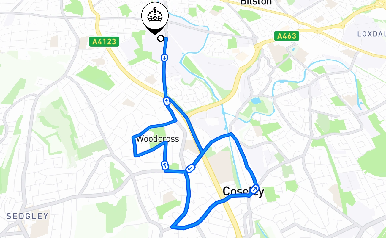 Wolverhampton 驾考路线 #2487 地图 - ENG 英国
